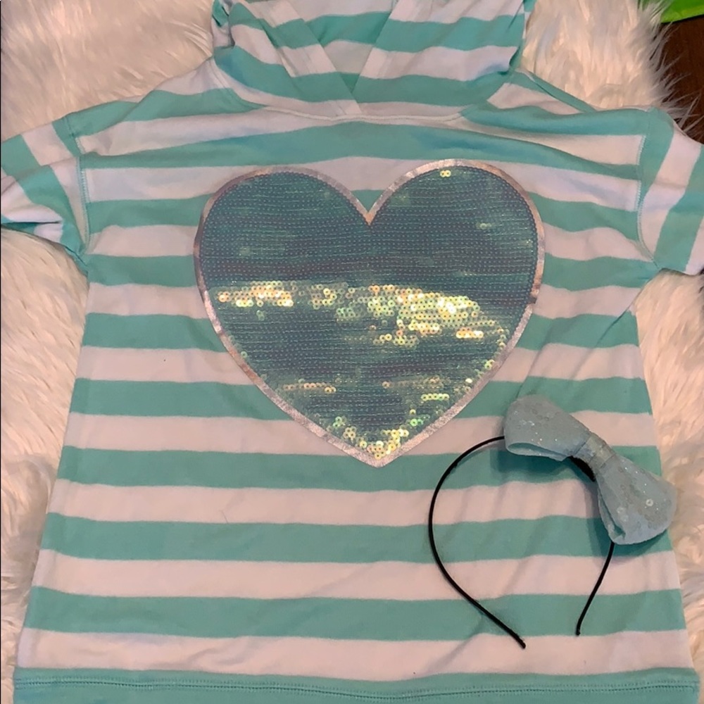 Justice Mint Green Hoodie top w/headband